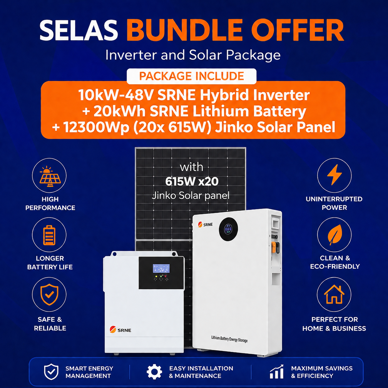 10kW Selas - Mega Bundle Offer Solar & Inverter Installation Package